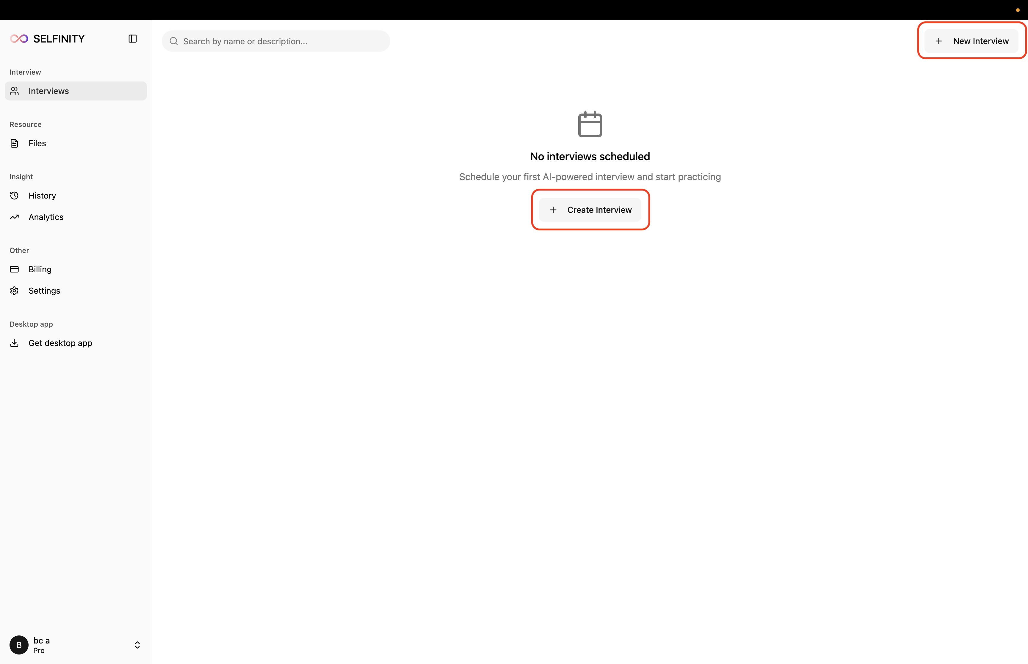 The new interview page