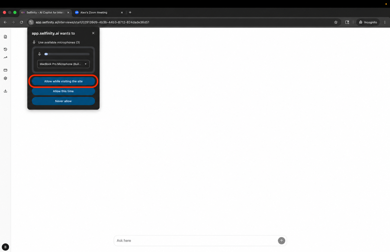 Confirm screen share