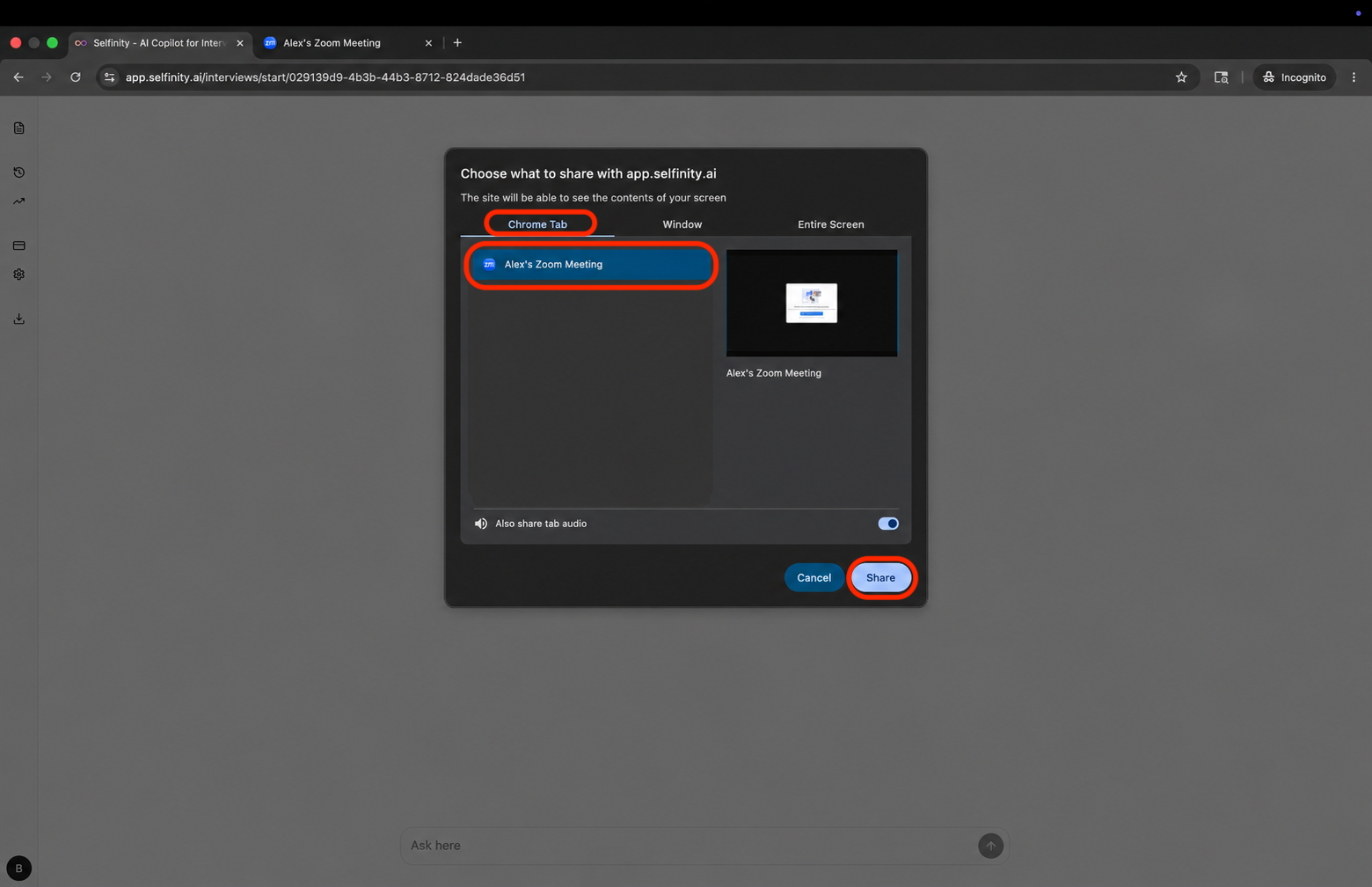 Screen-share picker